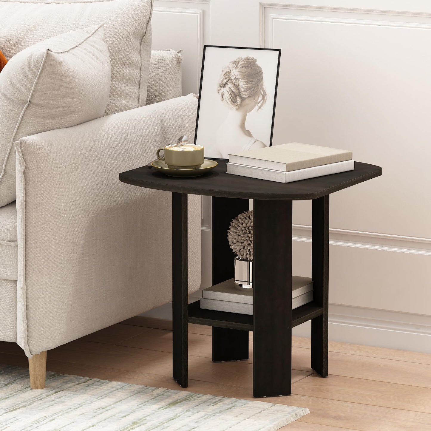 Furinno Simple Design End/SideTable, Espresso