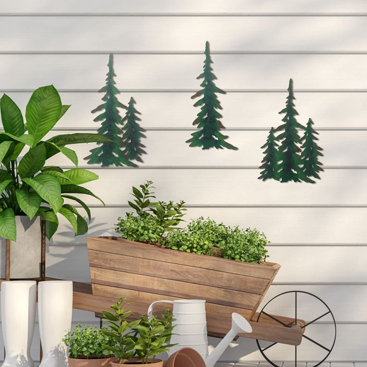 J-Fly Pine Decoration Pine Metal Wall Art Outdoor Metal Wall Art Tree Wall Art Christmas Home Metal Art For Living Room Bedroom Bathroom Kitchen Porch Christmas Wall Decor 11 Inch