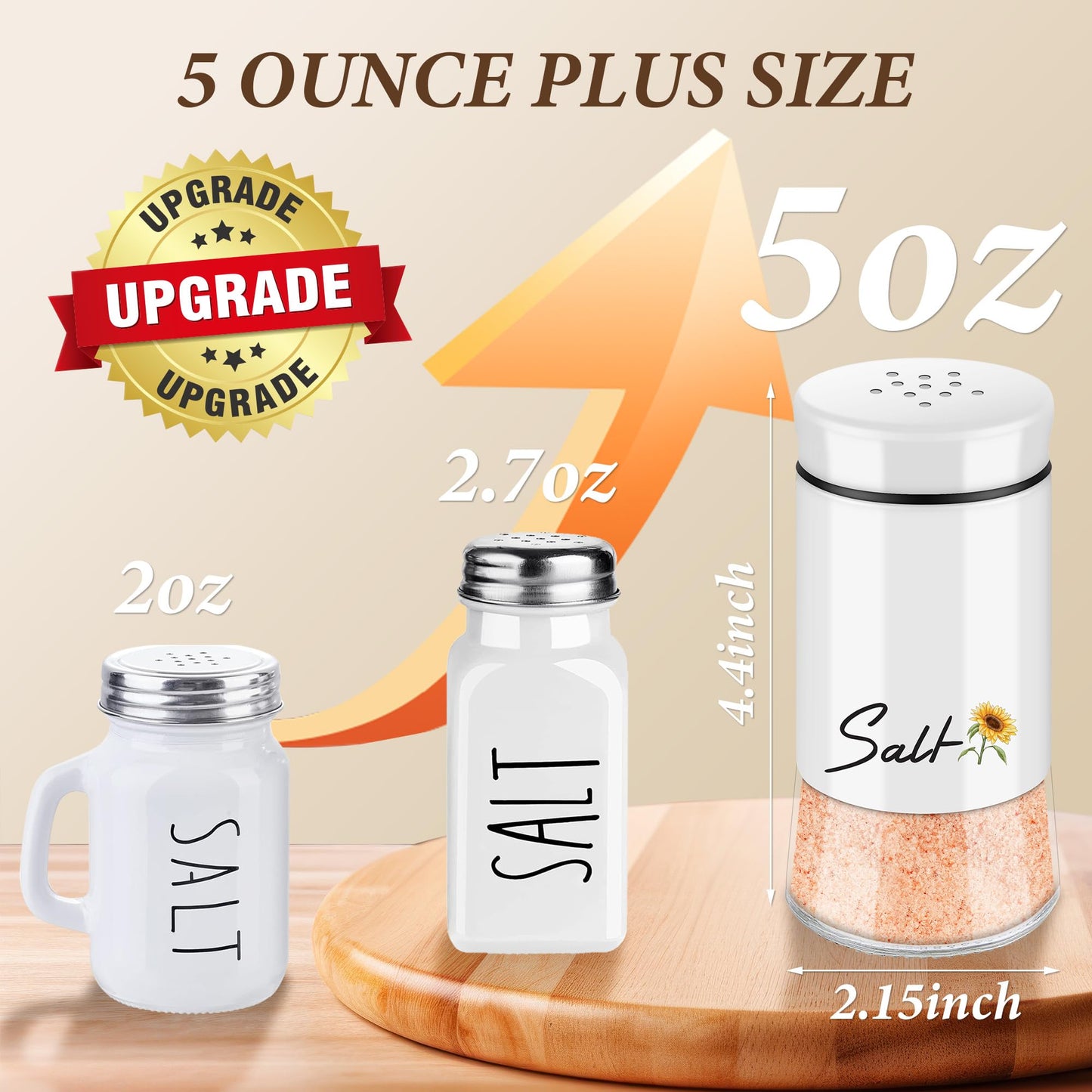 Sunflower Salt and Pepper Shakers Set - 5 oz Farmhouse Cute Kitchen Decor and Accessories Sunflower Gifts for Salt Shakers Glass Cooking Table,Housewarming,Thanksgiving,Christmas