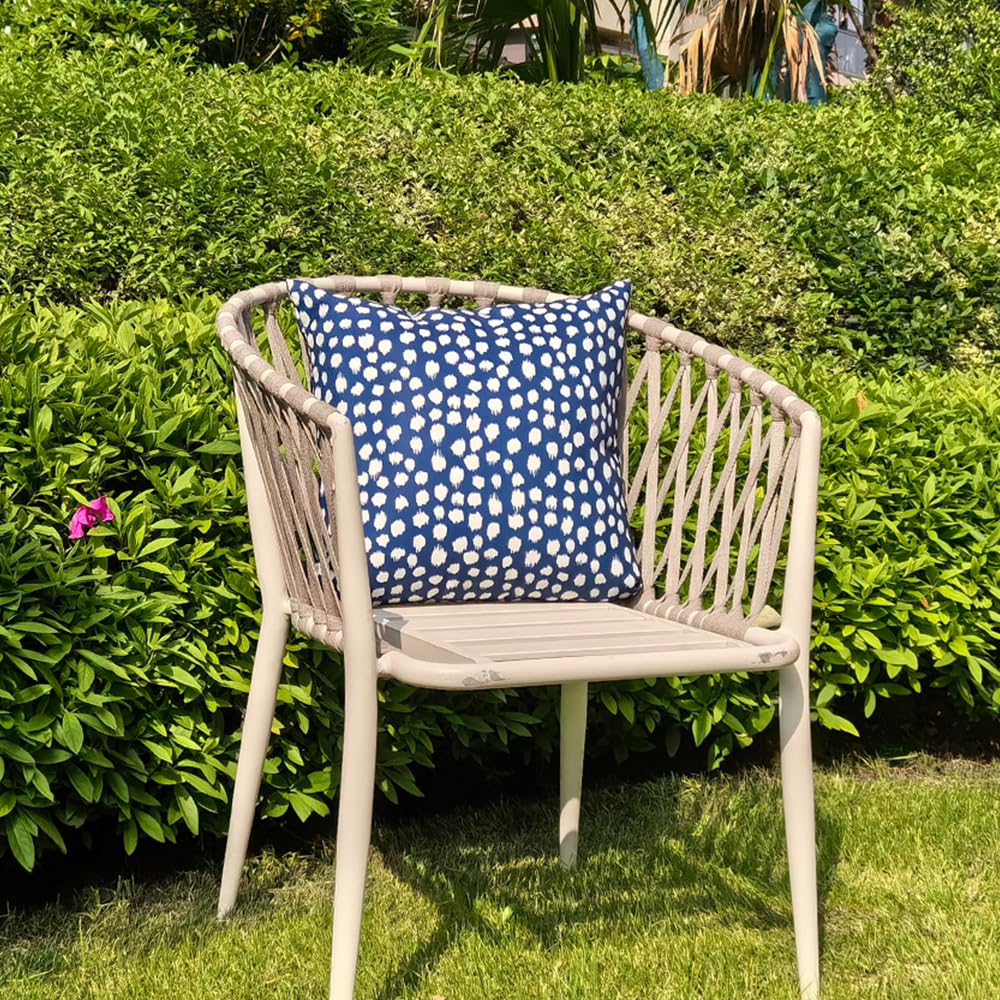 Allorry Outdoor Pillow Covers 18x18 Set of 2 Boho Design Blue Polka Dot Decorations Pillows Summer Outdoor Waterproof Patio Furniture Garden Porch Sofa Bed Cushion Covers Home Decor JB002-C18