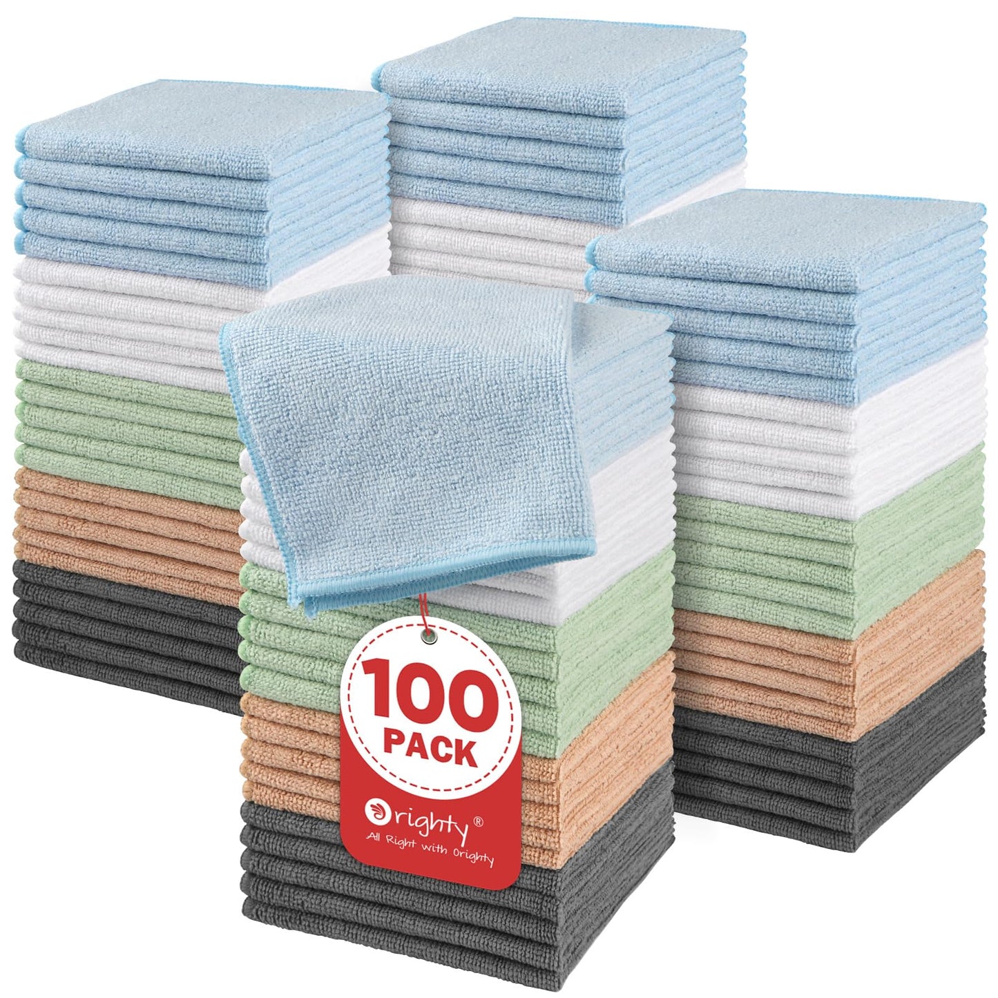 Orighty Washcloths Bulk Towel Sets 50 Pack, Highly Absorbent and Super Soft Microfiber Fingertip Towels, Multi-Purpose Wash Cloths for Bathroom, Hotel, Gym, and SPA, 12x12 Inch, Grey