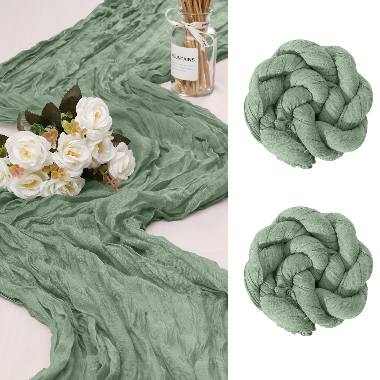 12 Pack Cheesecloth Table Runner, Runner Gauze Boho Wedding Decor Romantic Table Runner for Wedding Birthday Party(35" x 118") (Terracotta)