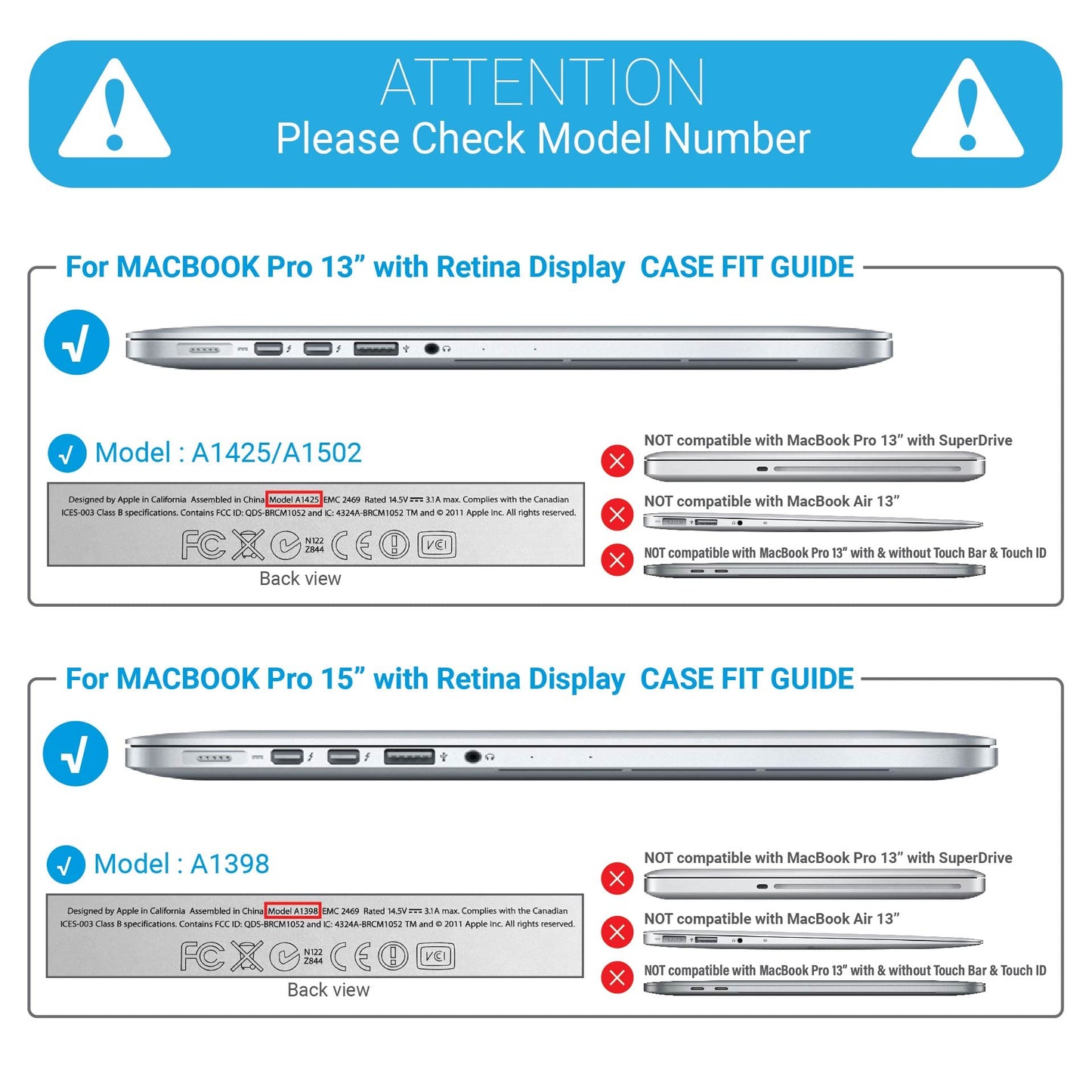 IBENZER Compatible with MacBook Pro 13 Inch Case 2015 2014 2013 end 2012 A1502 A1425, Hard Shell Case with Keyboard Cover for Old Version Apple Mac Pro Retina 13, Crystal Clear, R13CYCl+1 F