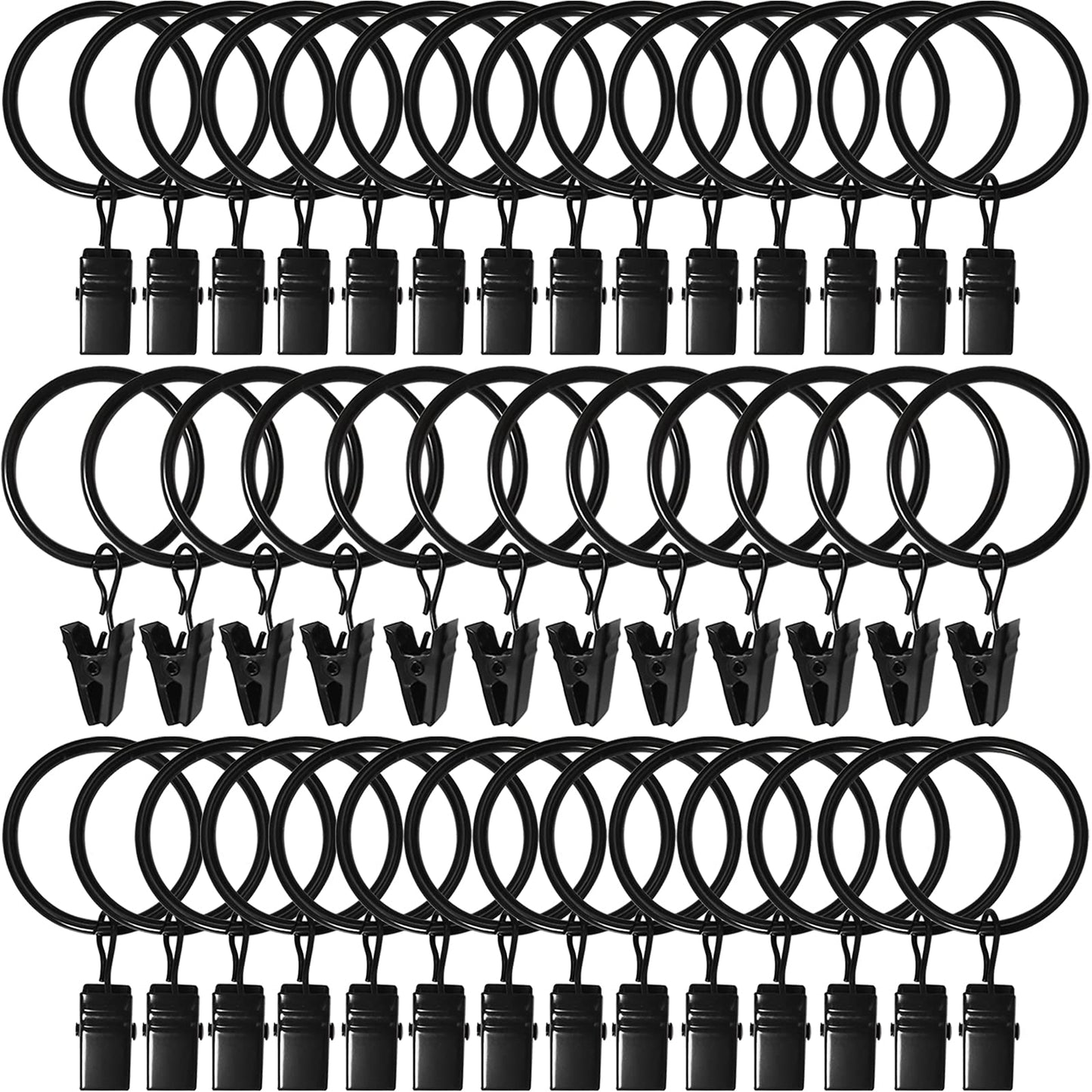 40 Pack Metal Curtain Rings with Clips, Drapery Clips Hooks, Decorative Curtain Rod Clips 1.5 in Interior Diameter, Antique Bronze