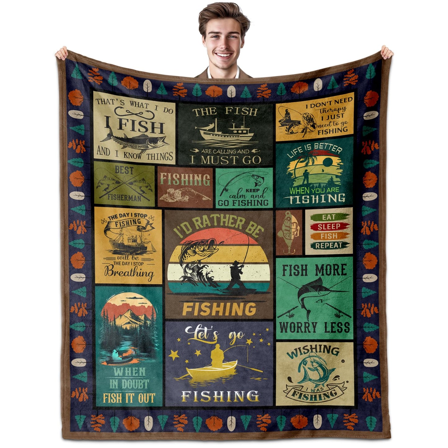 Camping Gifts for Women/Men, Camping Blanket 50"x60", Gift for Campers, Camper Gifts, Camping's Decor for Camper, Camping' Essentials Blanket