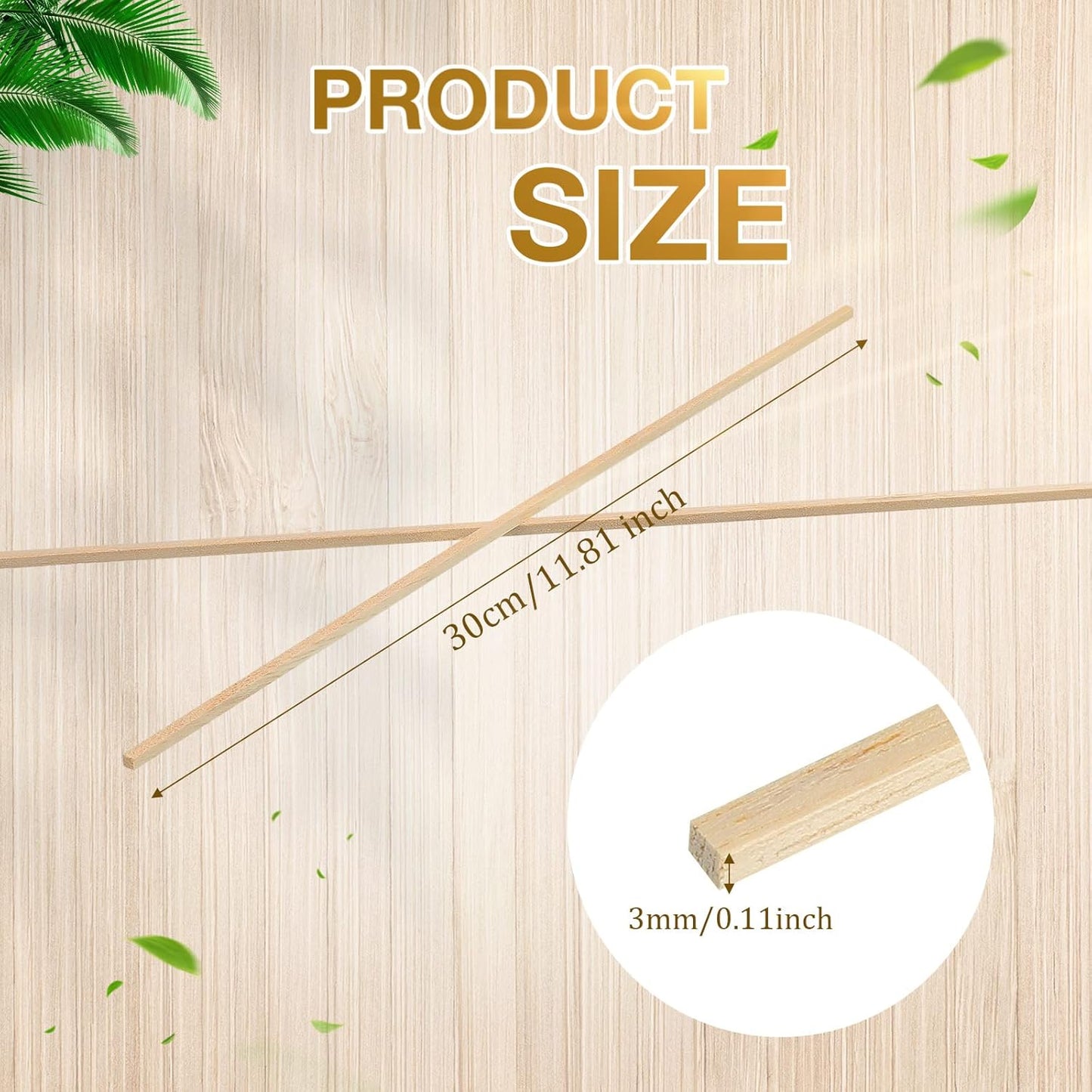 Yalikop 240 Pieces Balsa Wood Sticks Square Wooden Dowels 1/8 Inch Balsa Wood Strips 12 Inch Long Hardwood Unfinished Wooden Dowel Sticks Craft for DIY Supplies