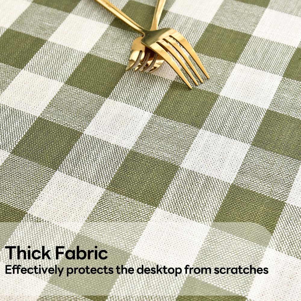 Yofori Gingham Tablecloth Rectangle Table Cloth Heavy Duty Cotton Checkered Table Cover for Spring Picnic Kitchen Dining(C-Sage Green, 52x52 inch)