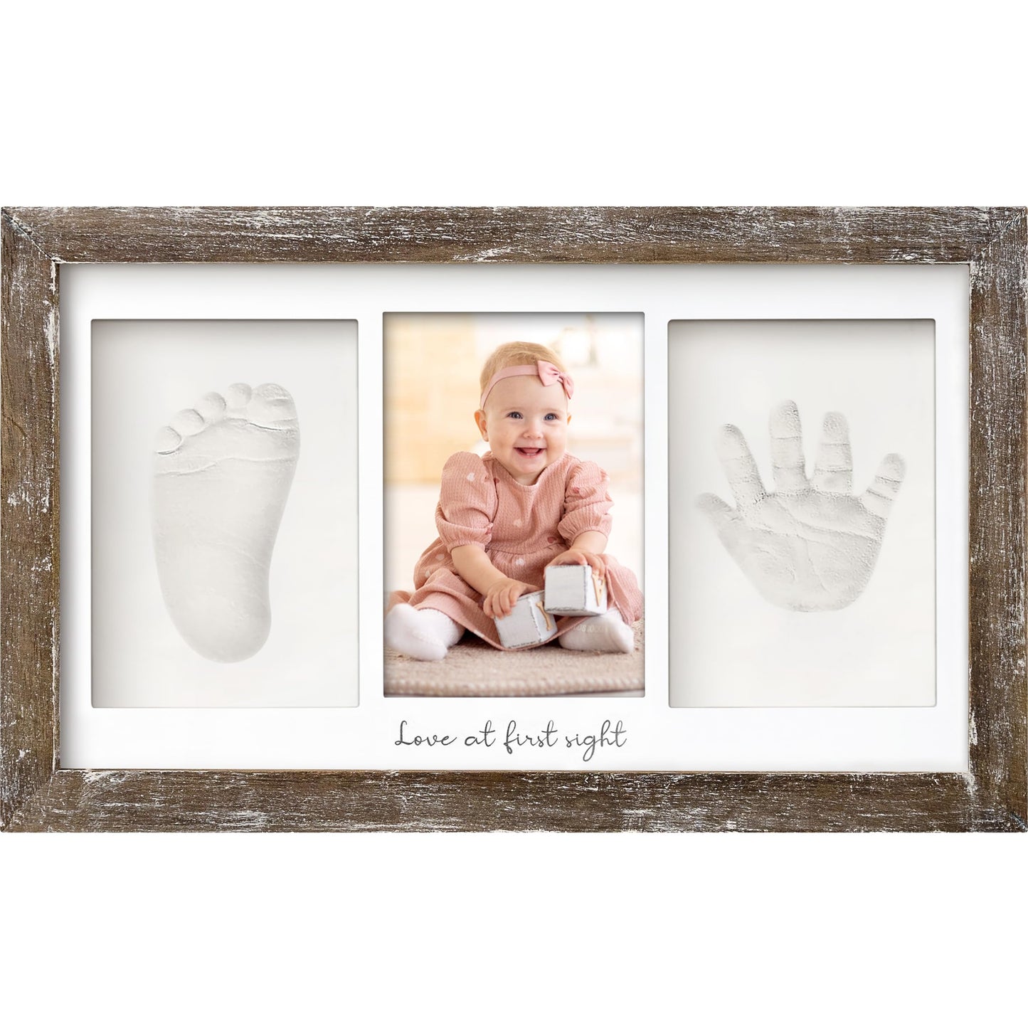 Baby Hand and Footprint Kit - Clay Handprint Keepsake Frame, Newborn Nursery Picture Frame, Personalized New Mom Gifts for Baby Shower & Registry (Alpine White)