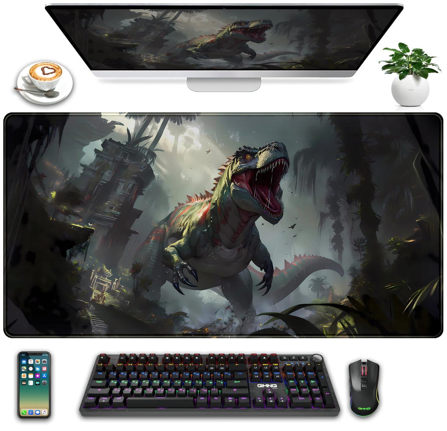 Rose Gold Marble Desk Mat Cute Desk Decor Mouse Pad, Abstraction Metallic Luxury Large Gaming Mousepad (31.5x15.75 in), Women Girly Keyboard Mat Computer Desk Pad for Work/Office/Home