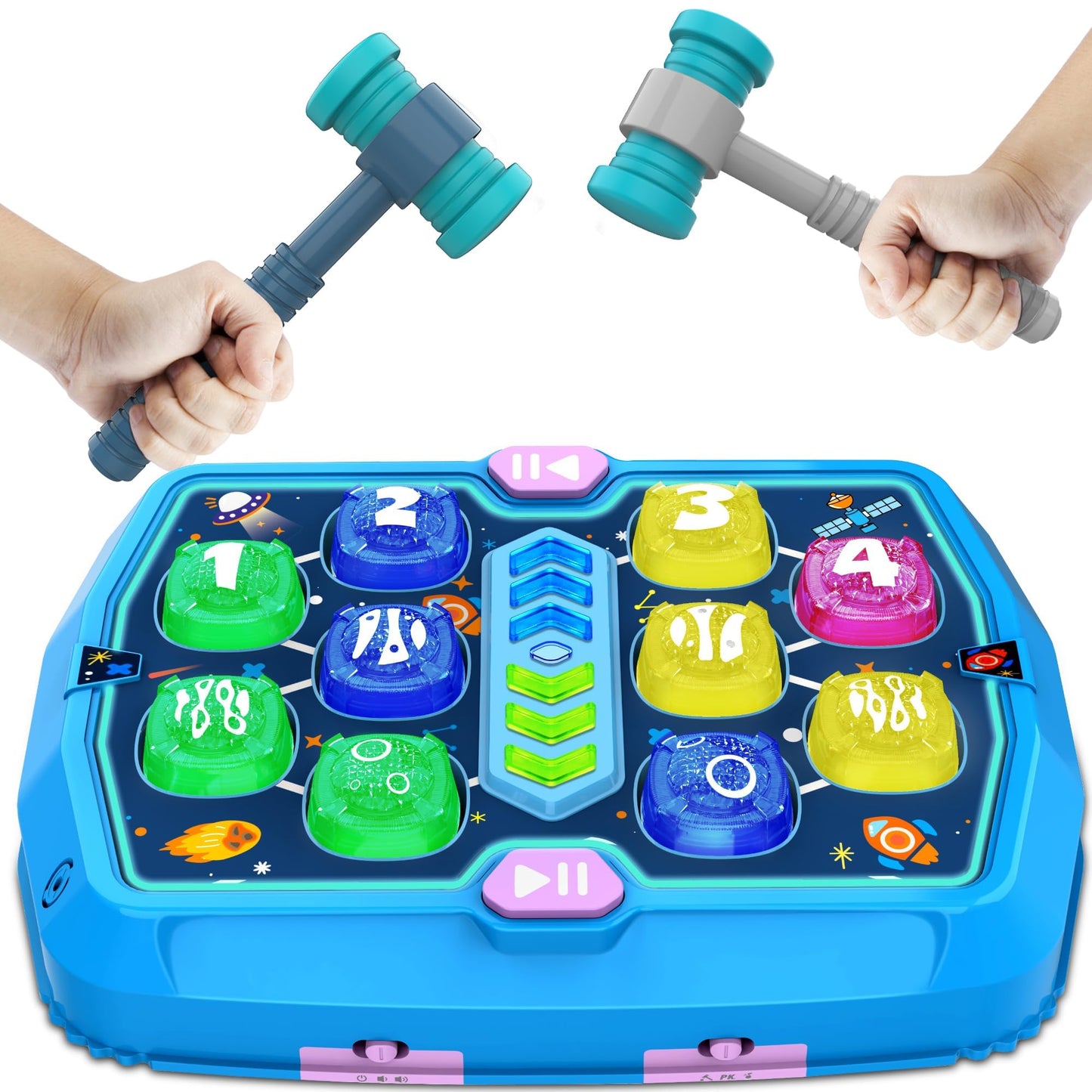 Hammer Mole Game Toy for Toddlers, Toys for 3 4 5 6+ Year Old Boys/Girls, Interactive Educational Pounding Toys with 2 Hammers, Sound & Light, PK Mode, Birthday Xmas Toy Gifts for Kids Age 3 4 5 6+