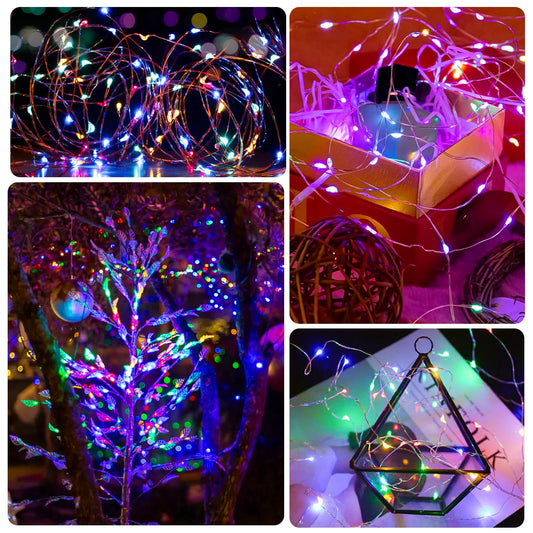 pozzolanas 2 Pack 16FT 50 LEDs Copper Wire Starry Fairy Lights, Led Fairy Lights Battery Operated for Christmas, Parties, Wedding, Centerpiece, Bedroom Decoration - Multi-Colored