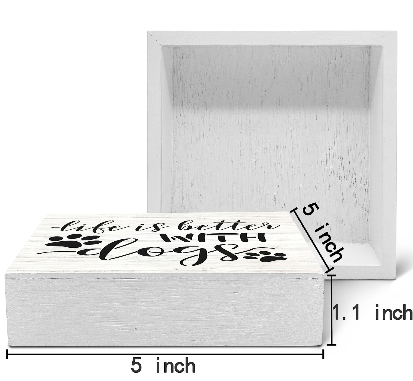 SRADMO Life Is Better with Dogs Wood Box Sign Desk Decor, Dog Lovers Saying Rustic Wooden Block Box Sign Decoration For Home Living Room Shelf Table Decor