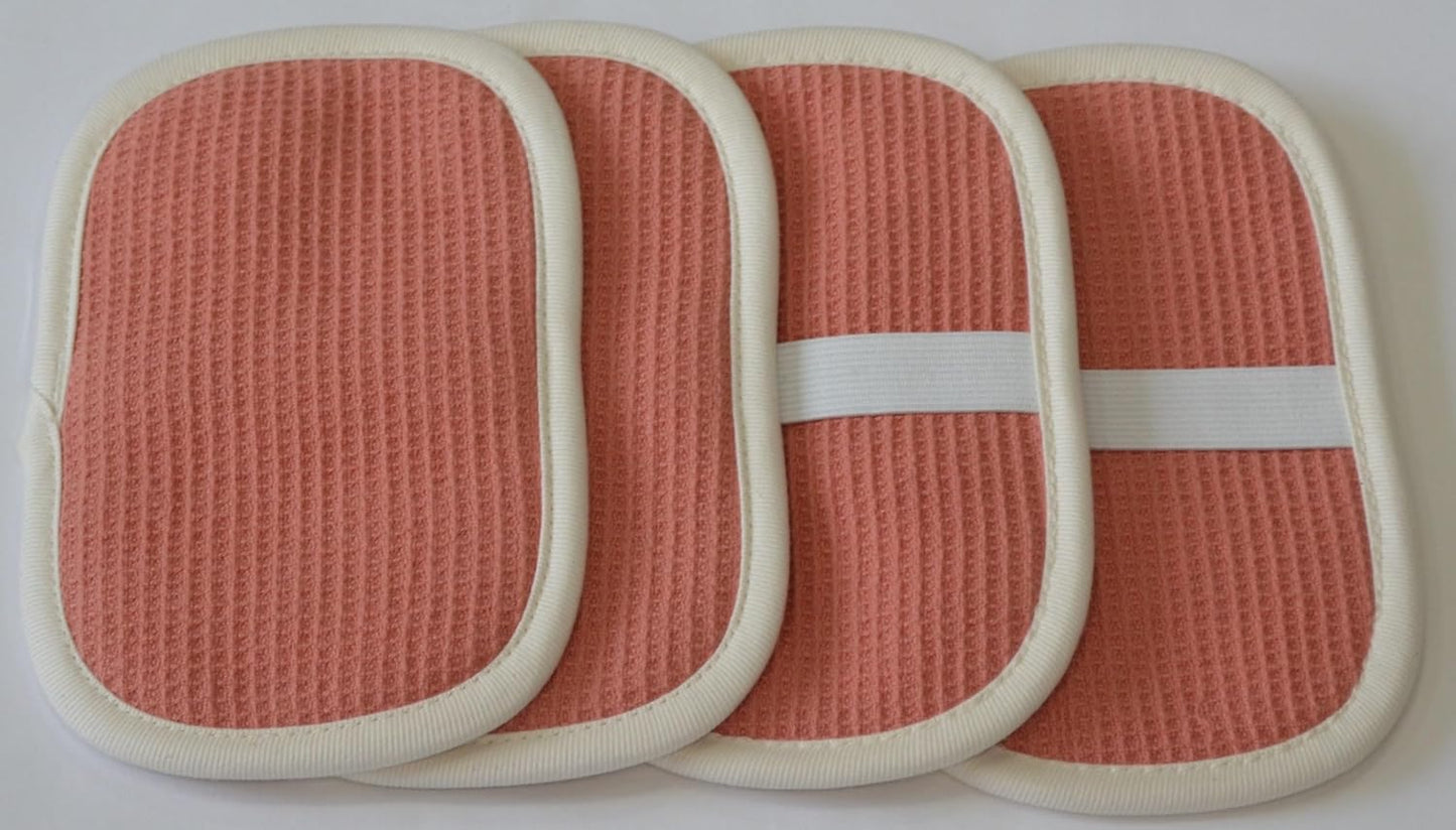 Organic Cotton Reusable Long Lasting Sponge Scrubber - Pack of 4 - Sustainable & Eco-Friendly - GOTS Certified - Go Green Organics Cleaning Sponges (17 x 11 Cms) Canyon Clay