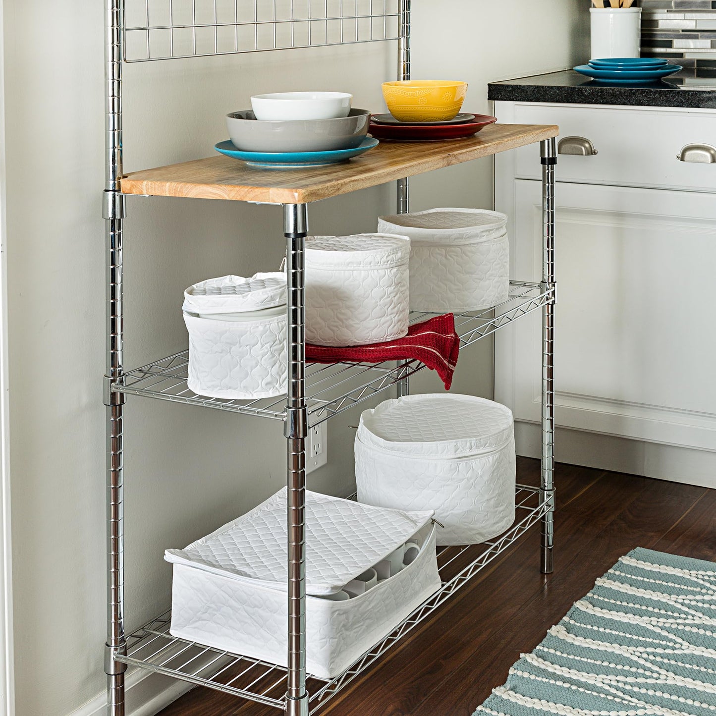 Honey-Can-Do Dinnerware Storage Containers Set, Perfect for Dish Storage, China Storage, and Cup Storage, Quilted Containers To Keep Your Heirlooms and Fine China Protected and Organized, 5-Piece Set