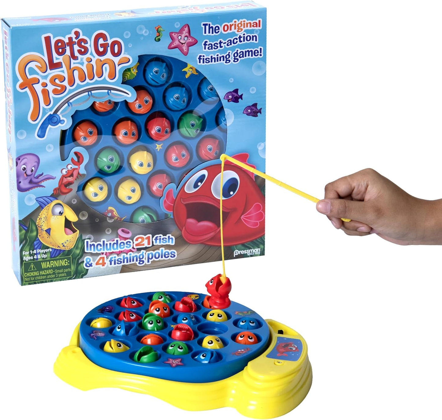 Let's Go Fishin' Game by Pressman - The Original Fast-Action Fishing Game!, 1-4 players