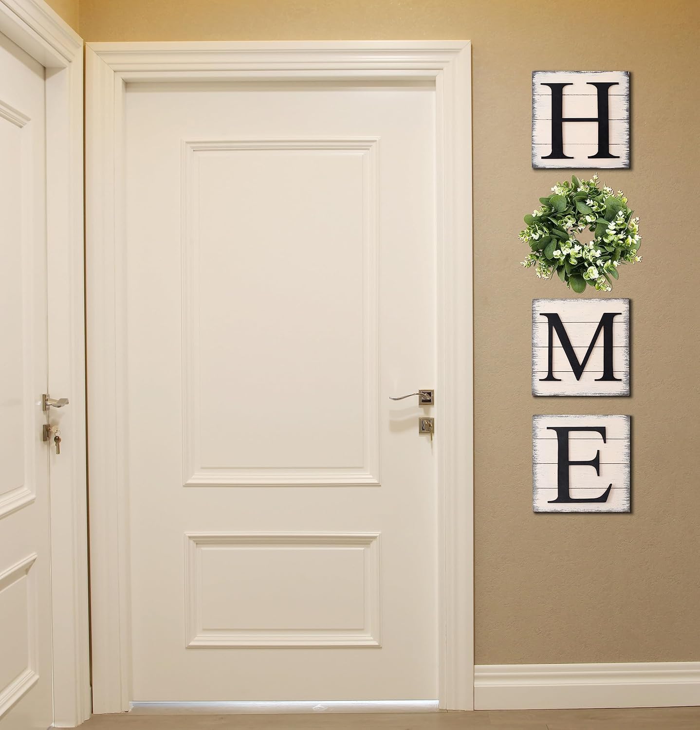 HRENCY Farmhouse Wall Decor Room Decor Wood Home Sign with Artificial Eucalyptus for O, Rustic Hanging Wooden Sign with Letters Decorative Home Decor Clearance Living Room Decor