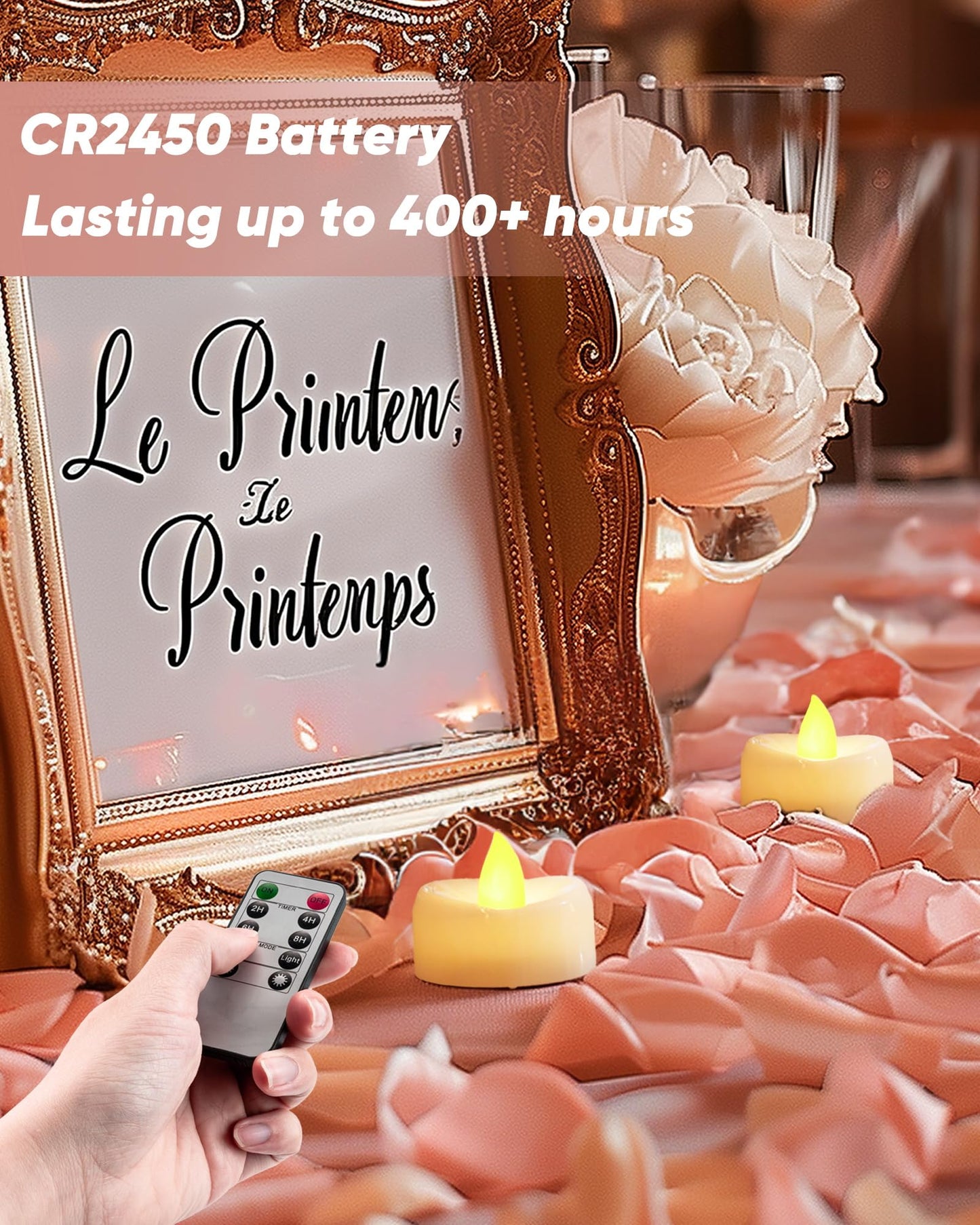 merrynights Remote Candles, 12PCS Flameless Tea Lights Candle Battery Operated with Timer, 400+Hours Remote Control LED Tea Lights Votive Candle for Holiday Table Centerpieces Decor