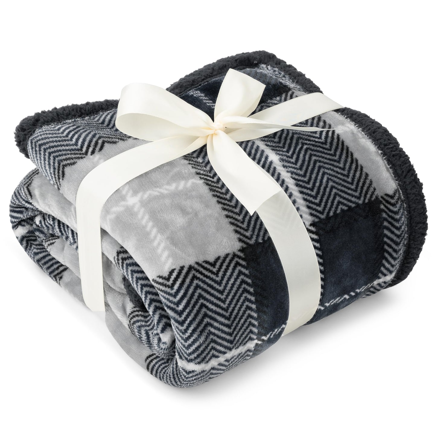 PAVILIA Charcoal Dark Grey Sherpa Throw Blanket for Couch, Plush Flannel Fleece, Soft Fuzzy Cabin for Sofa Bed, Warm Cozy Winter Gift, 50x60