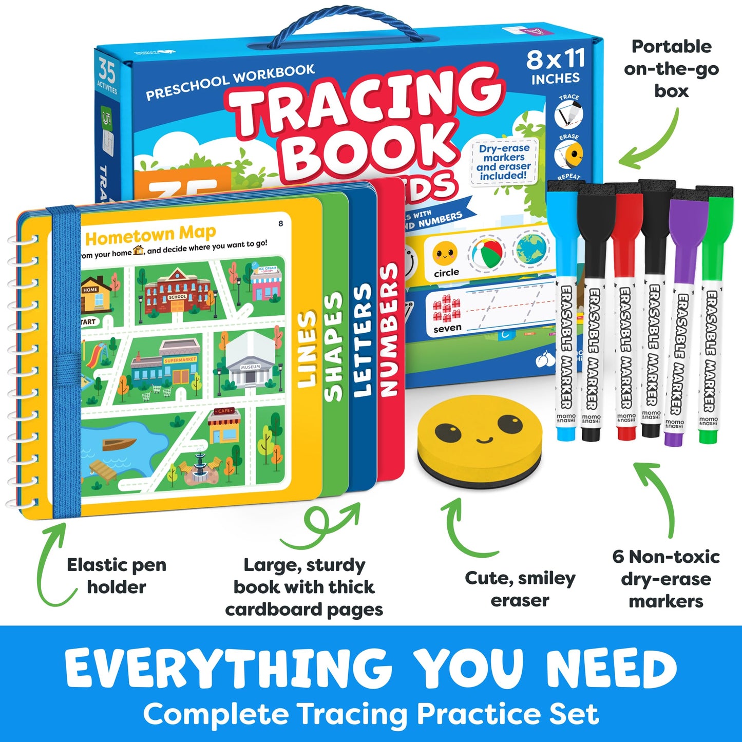 Preschool Learning Activities - Tracing Books for Kids Ages 3-5 - Toddler Handwriting Practice - Letter Tracing for Kids Preschool Kindergarten Workbooks 3-4, 4-5 - Learning Books - Summer Toys