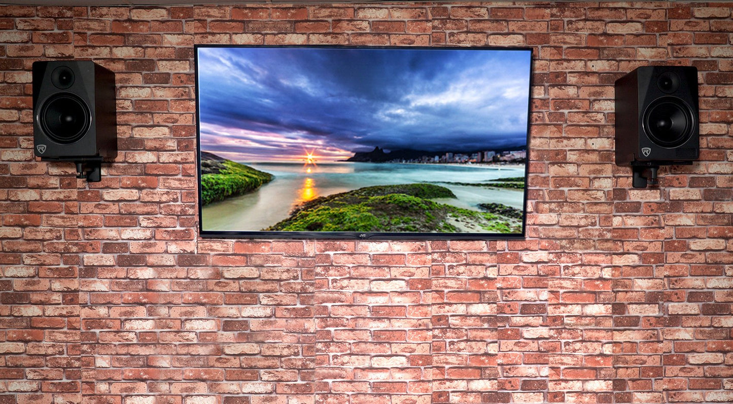 Rockville RHSB8 Adjustable Wall Mount Speaker Brackets (Pair), 180-Degree Swivel, 10-Degree Tilt, 40lb Capacity, Perfect for Home Theater and Studio Monitors