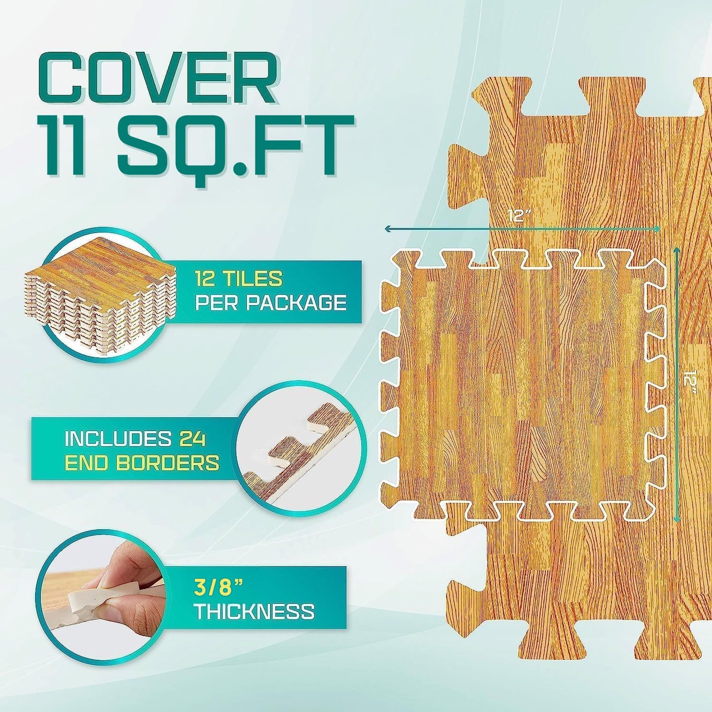 Yes4All EVA Interlocking Mats, Puzzle Floor Tiles, Foam Floor Padding with Border for Furniture, Home Space, Living Room, Garage 11,22,32 SQFT