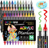 Betem Acrylic Paint Markers Paint Pens, 24 Colors Dual Tip Direct Liquid Acrylic Markers with Automatic Ink Control System, Fine & Brush Tip Art Supplies for Rocks, Wood, Stone, Fabrics, DIY Craft