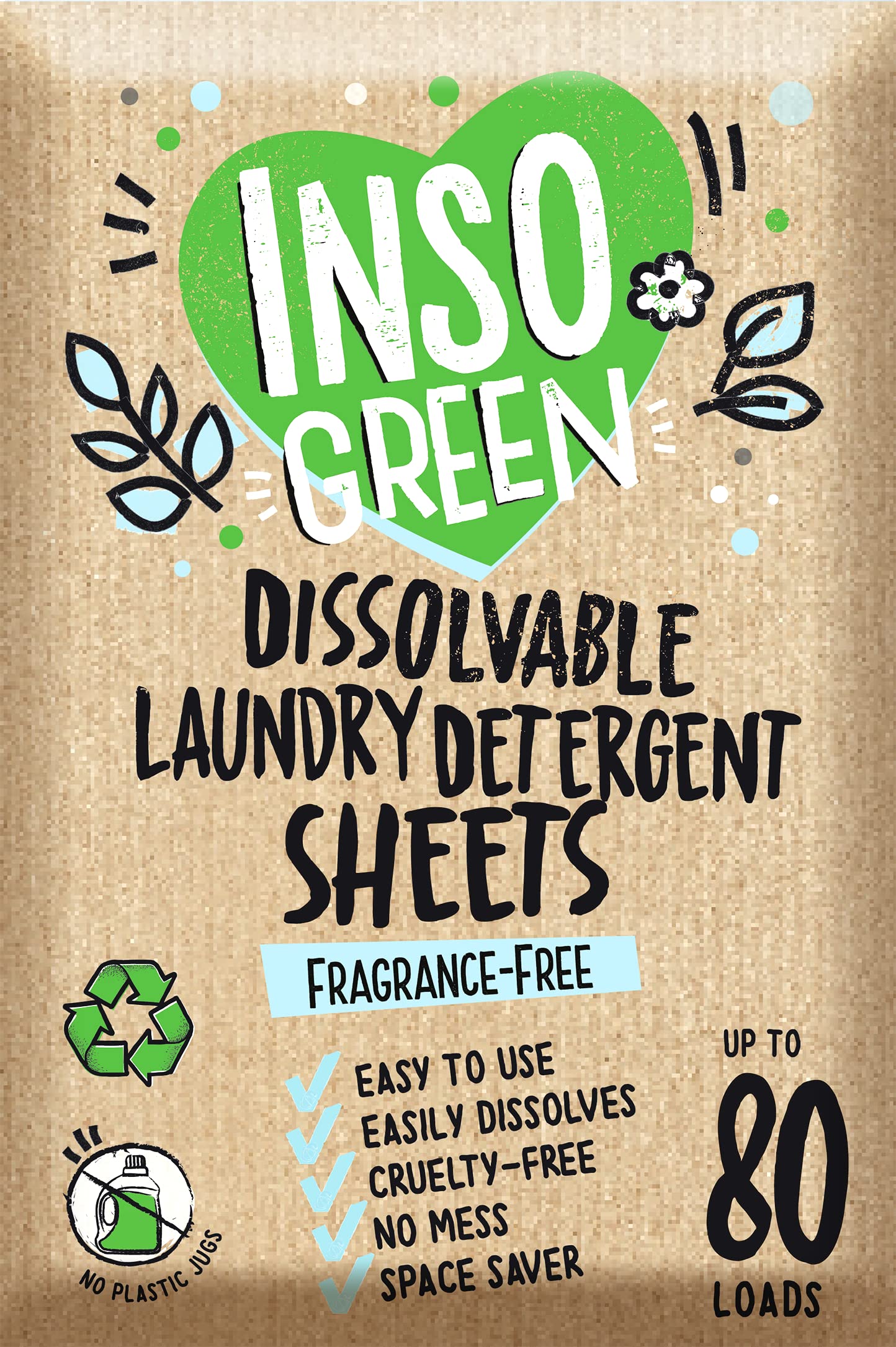 Eco Laundry Detergent Sheets - 80 Load Zero Plastic Jugs Washer Strips - No Mess, Space-Saving Travel Detergent - 40 User Friendly Sheets