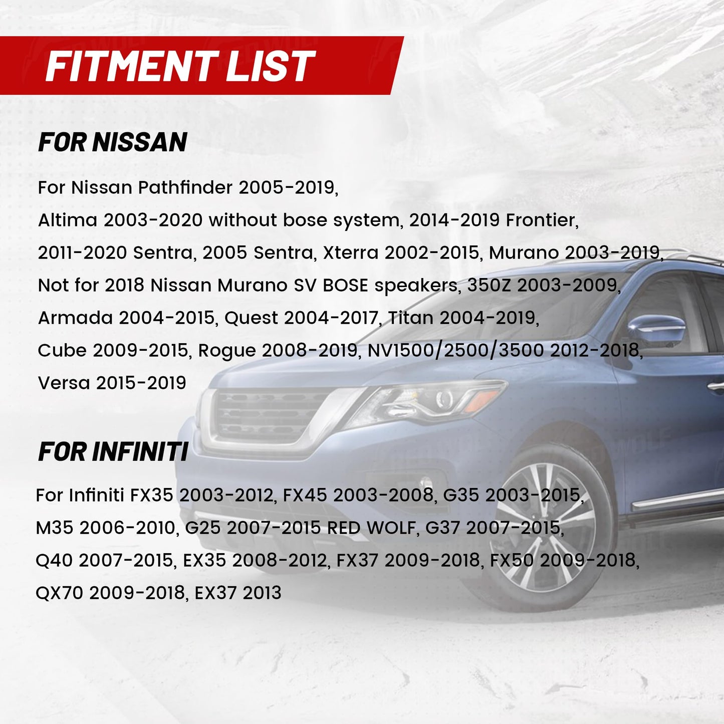 RED WOLF Car Door Speaker Wiring Harness Adapter Connector Plug Compatible with Nissan sentra Altima Rogue 2004-2019, Infiniti 2006-2018 Model 4PCS