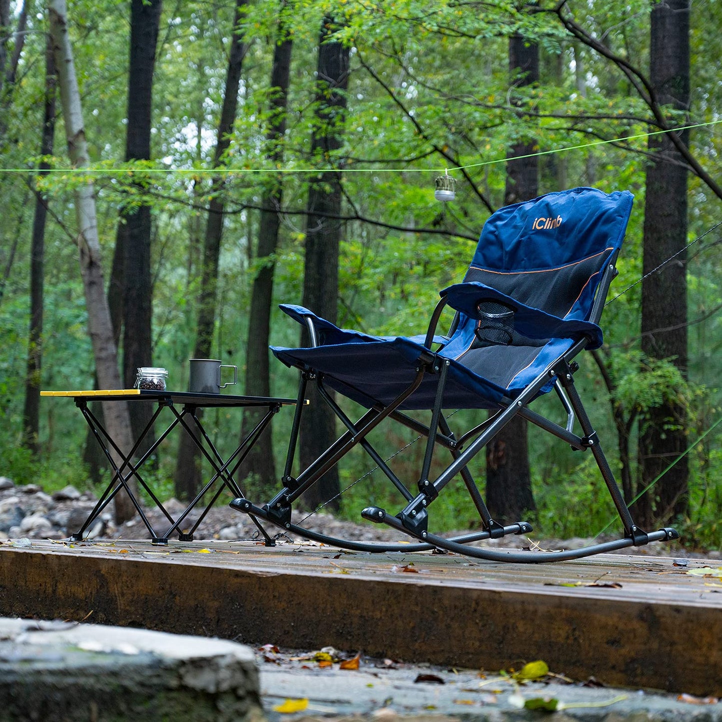 iClimb Padded Folding Rocking Chair Heavy Duty Camping Patio Porch Backyard Lawn Garden Balcony Rocker Indoor Outdoor with Carry Bag