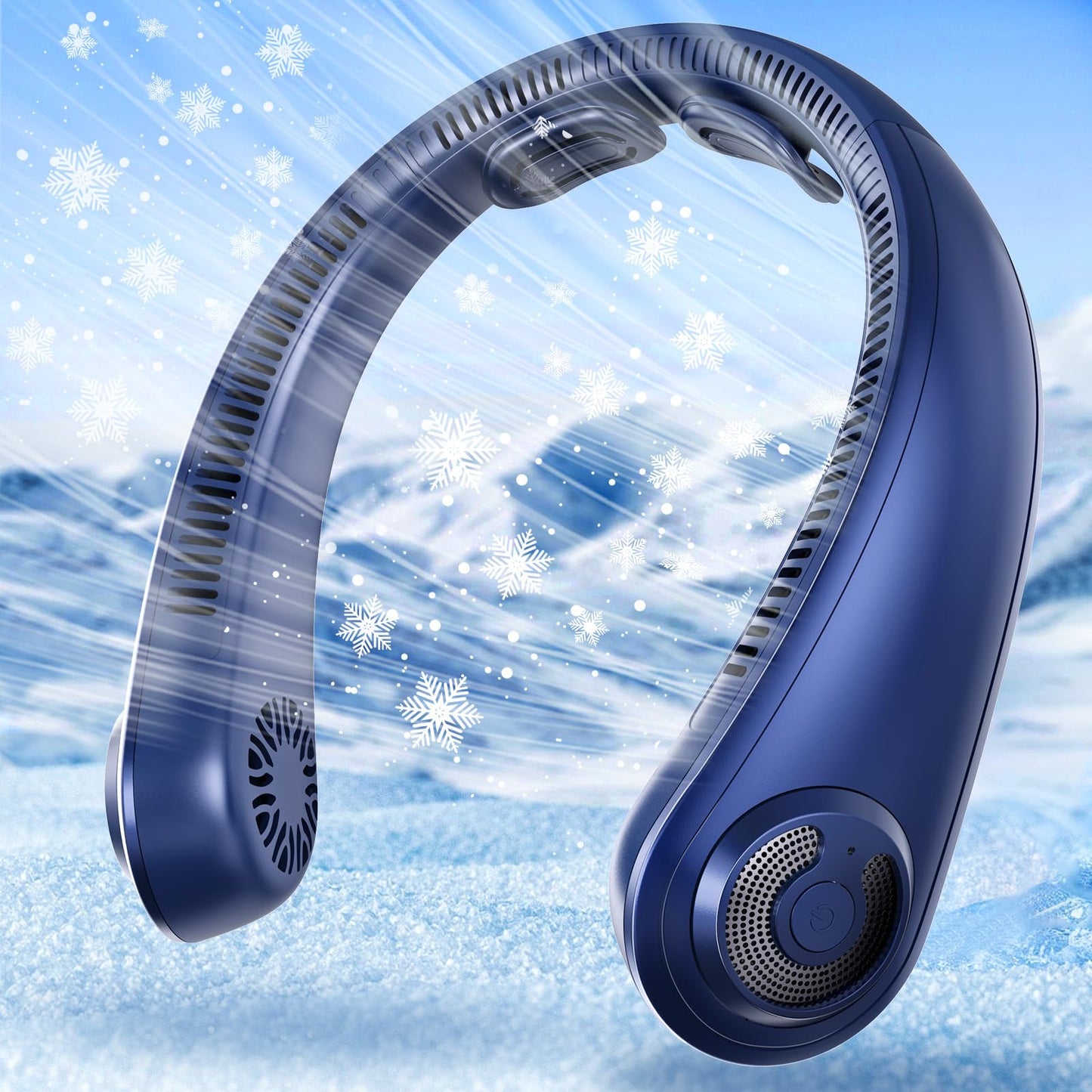 AUIIAH Neck Fan - Portable Rechargeable Personal Neck Cooling Fan With 5 Speeds, Neck Support, USB Bladeless Lightweight Wearable Fan for Hot Flashes, Disneyland, Travel, Summer Gift for Women Men