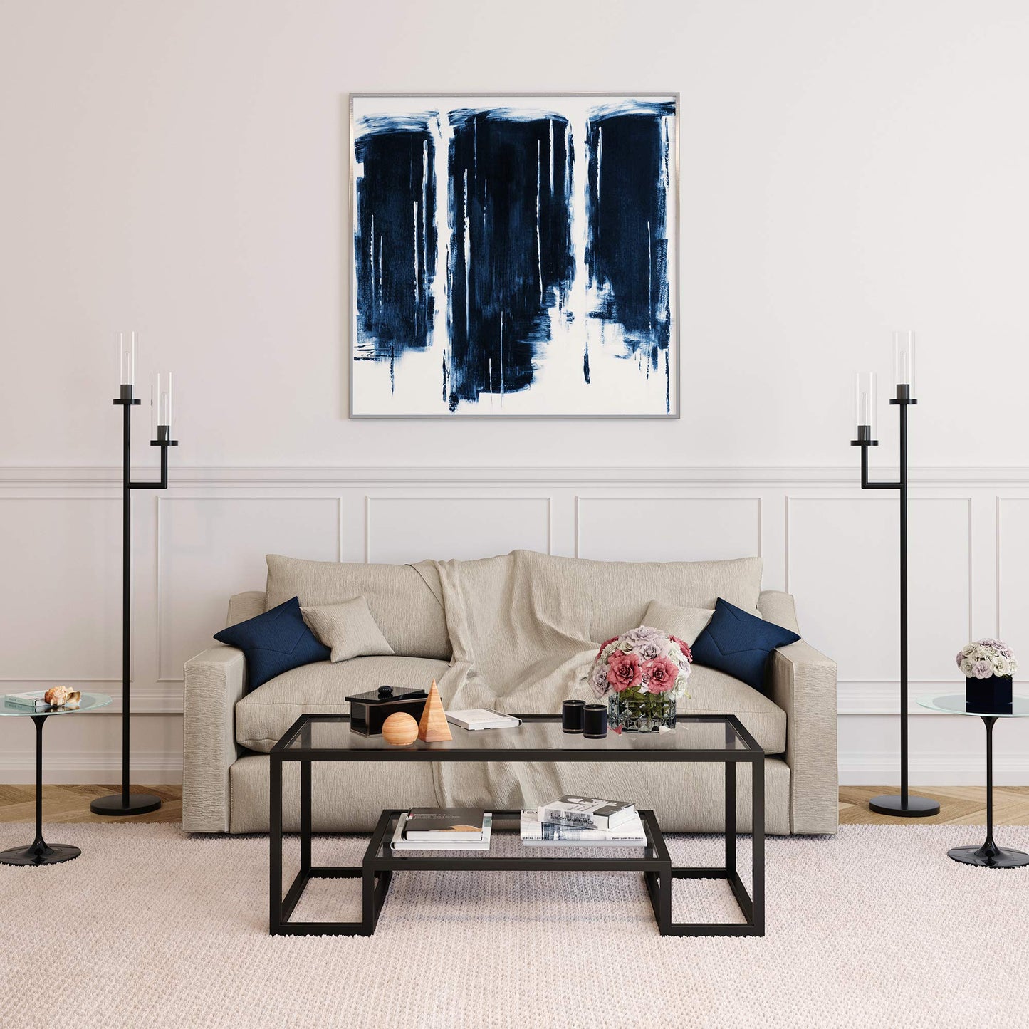 Henn&Hart 45" Wide Rectangular Coffee Table in Blackened Bronze, Modern coffee tables for living room, studio apartment essentials