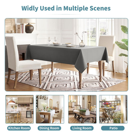 Veblandy Table Cloth Rectangle Waterproof Spill-Proof Wrinkle-Free Tablecloth Washable, Kitchen Dining Tabletop Decoration, Fabric Table Cover for Indoor and Outdoor Use, 60 x 84 Inch, Light Grey