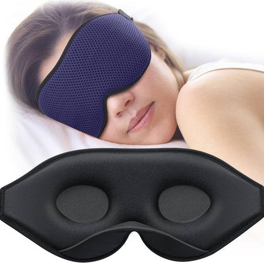 2 Packs Sleep Mask for Side Sleeper, Eye Mask for Sleeping Women Men, 3D Contoured Cup No Eye Pressure 100% Light Blocking Sleeping Mask with Adjustable Strap Night Blindfold Flight, Nap, Black