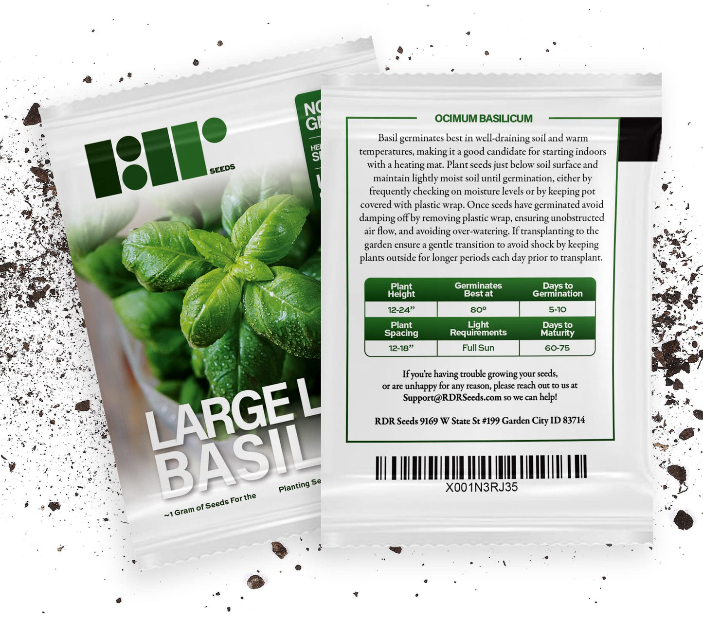 Large Leaf Italian Basil Seeds for Planting - Heirloom, Non-GMO, USA Grown - Premium Waterproof Packaging with Instructions