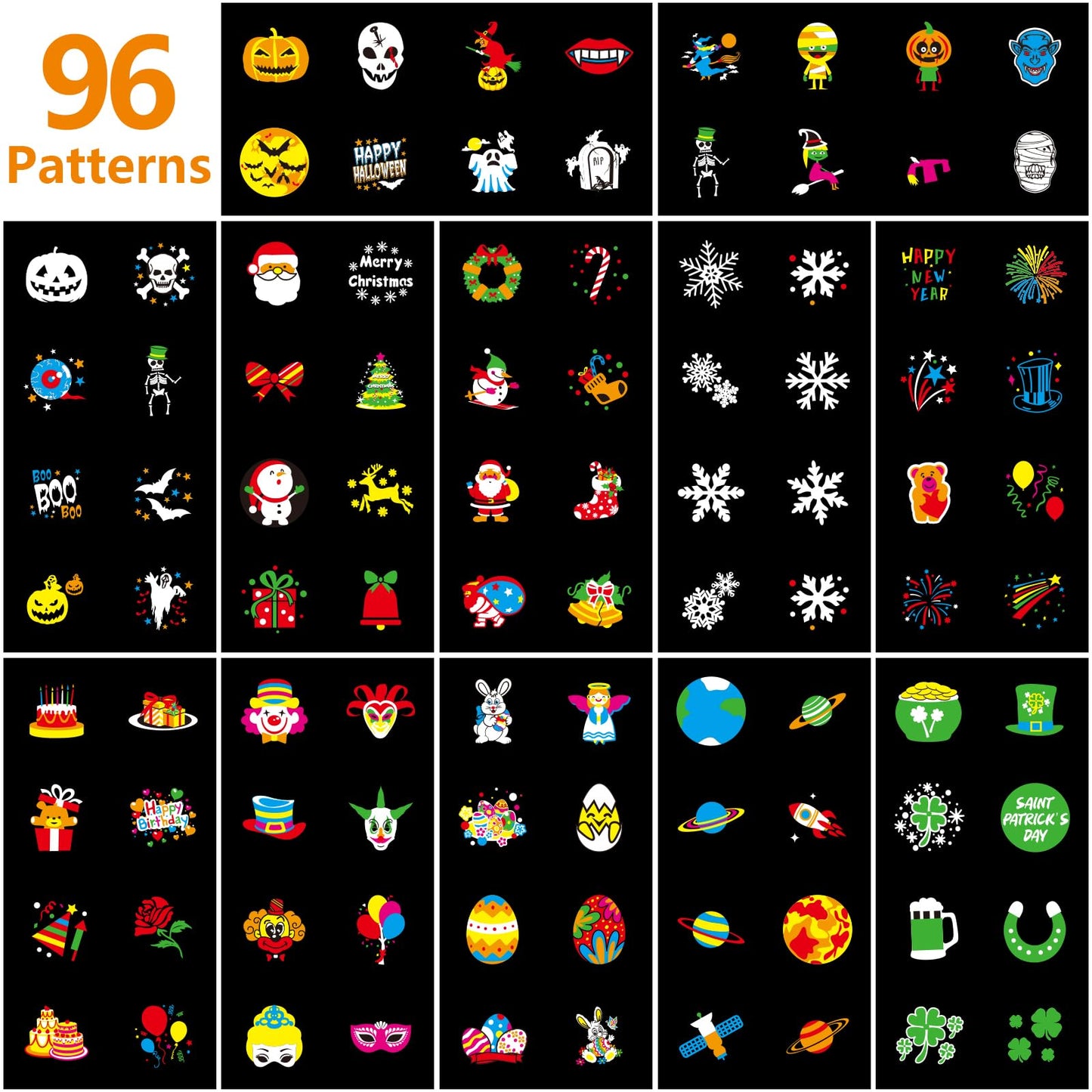 Segotendy Holiday Projector Lights Outdoor, 8 Images Mode with 96 Cartoons,Waterproof Holiday Projector with Remote Control Timer for Valentine Decorations Easter Christmas Halloween Birthday Party