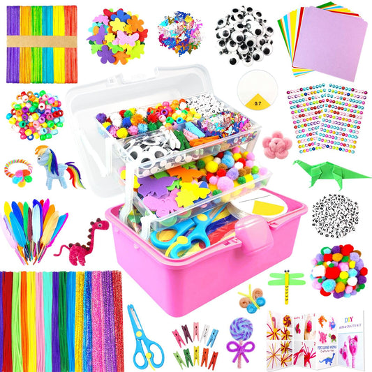 ZEIZHUBN Arts and Crafts Supplies for Kids Crafts Kit with Pipe Cleaners DIY Crafts for Kids Art School Supplies Materials All in Crafting Box Craft Supply Set Gifts for Kid Girls Boys Age 4-8, 8-12