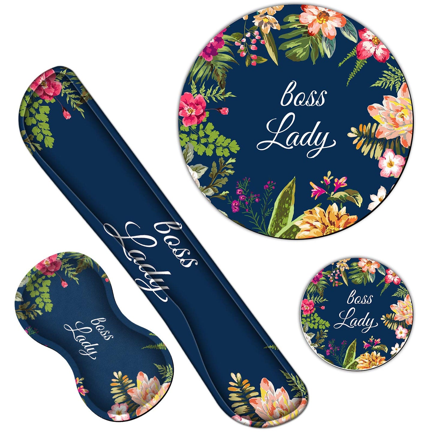 Ergonomic Keyboard Wrist Rests Gel Memory Foam Mouse Pad with Round Mousepad + Coasters, Wrist Support Set with Non Slip Base for Gaming Office Laptop Easy Typing & Pain Relief, Purple African Girl