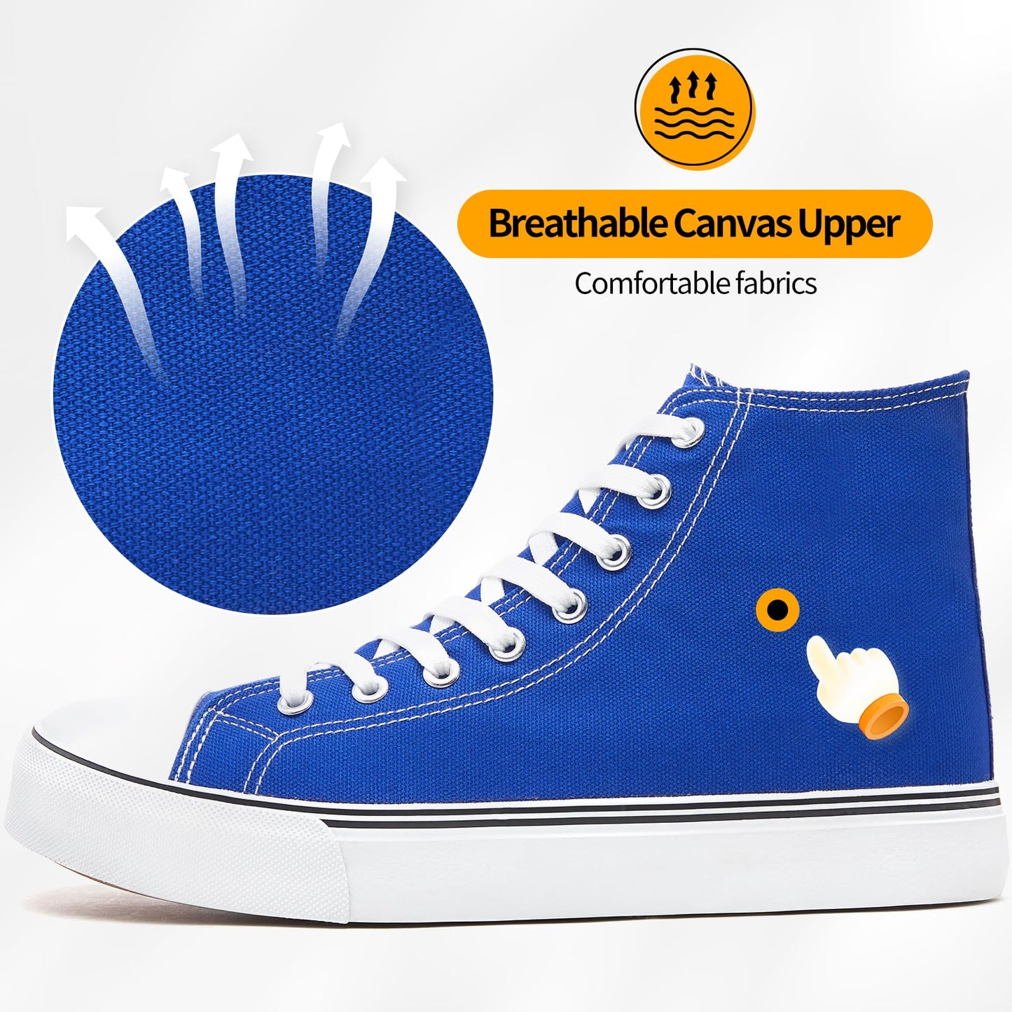 ZGR Men's High Top Canvas Sneakers Lace Up Classic Casual Walking Shoes(Blue,US07)