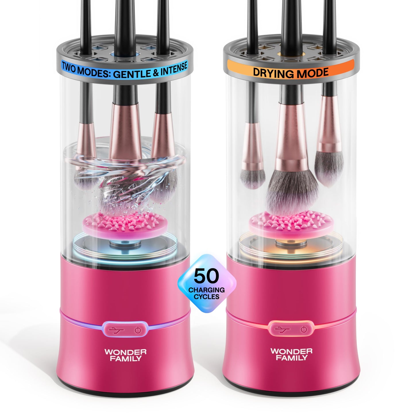 3-in-1 Electric Makeup Brush Cleaner Machine – Clean and Dry Makeup Brushes & Tools & Sponges Automatically – Make Up Dryer & Washer & Holder Combined – Make Up Brush Cleaner Cleanser Machine