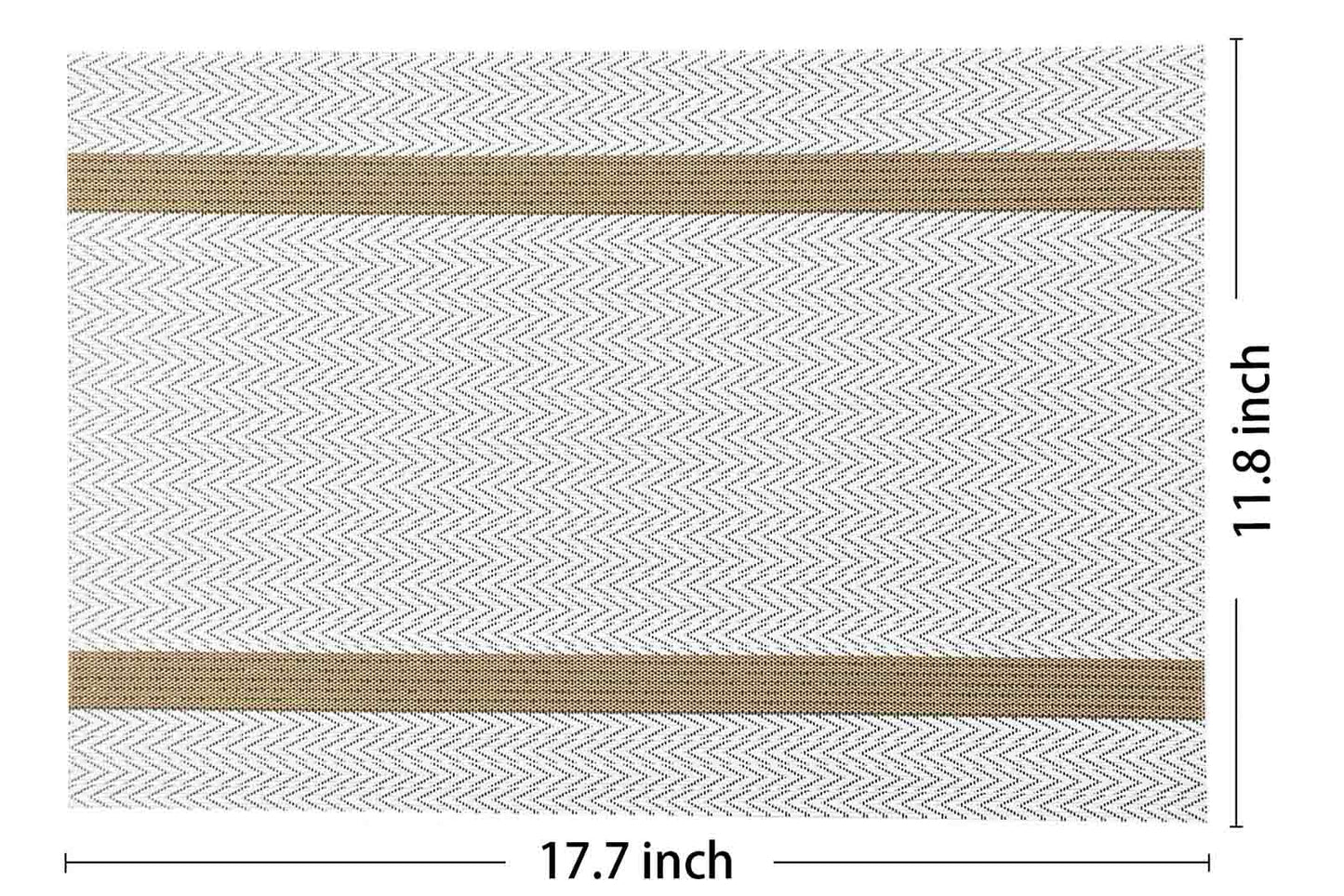 AHHFSMEI Placemats for Dining Table Set of 8 Woven Vinyl Plastic Place Mats Non-Slip Heat Insulation Stain Resistant Table Mats Washable Easy Clean Placemats (White Wave Stripe 8)