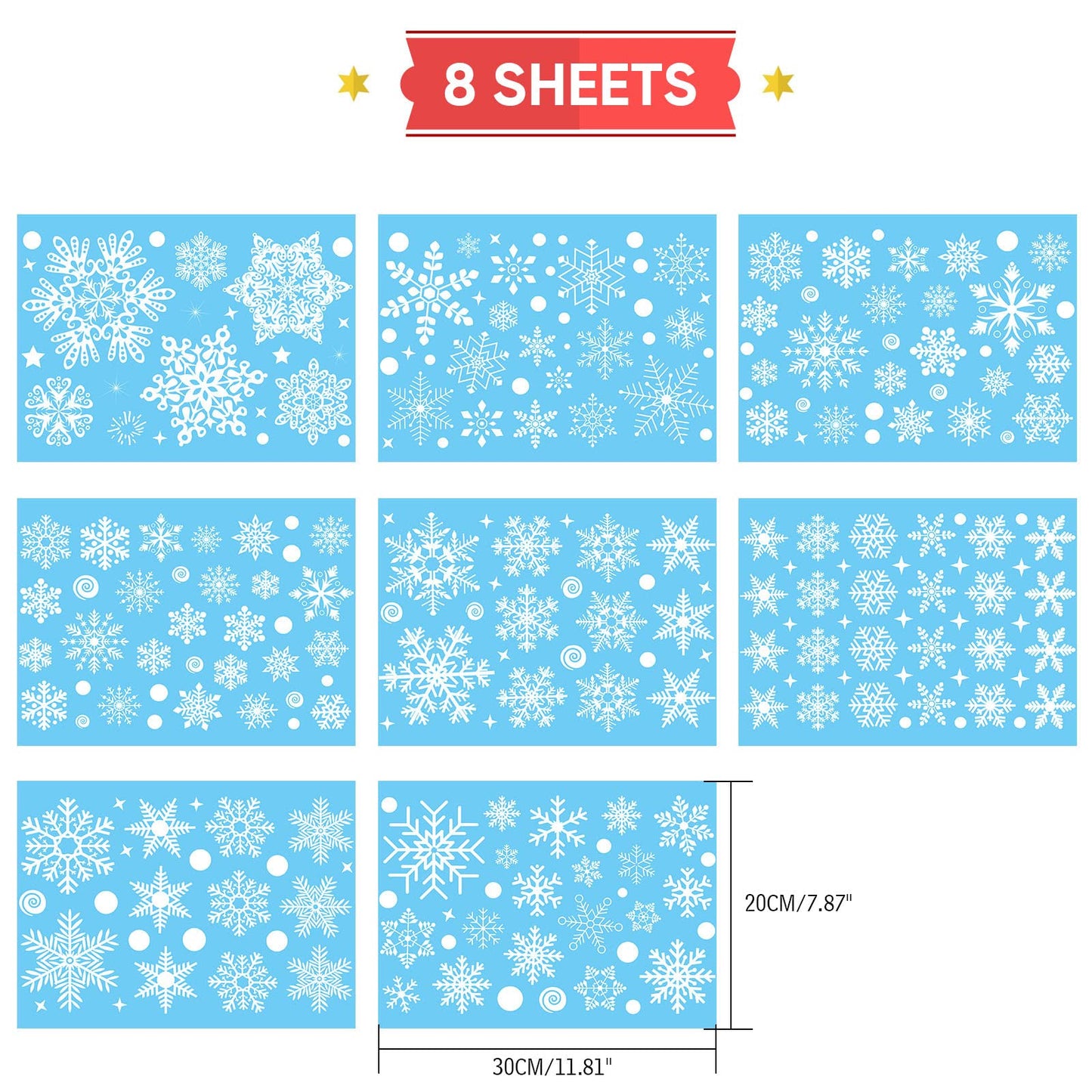 267 PCS Christmas Snowflake Window Stickers - White Snowflake Clings for Glass Windows