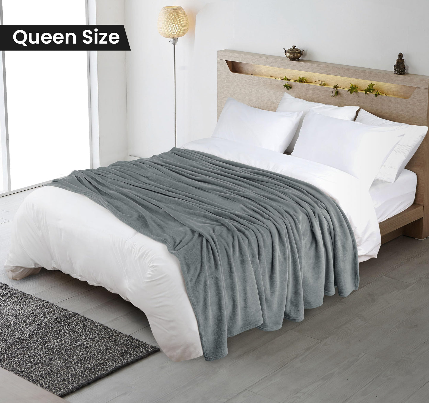 Utopia Bedding Cool Grey Fleece Blanket Queen Size Fuzzy Soft Anti-Static Microfiber Bed Blanket (90x90 Inch)