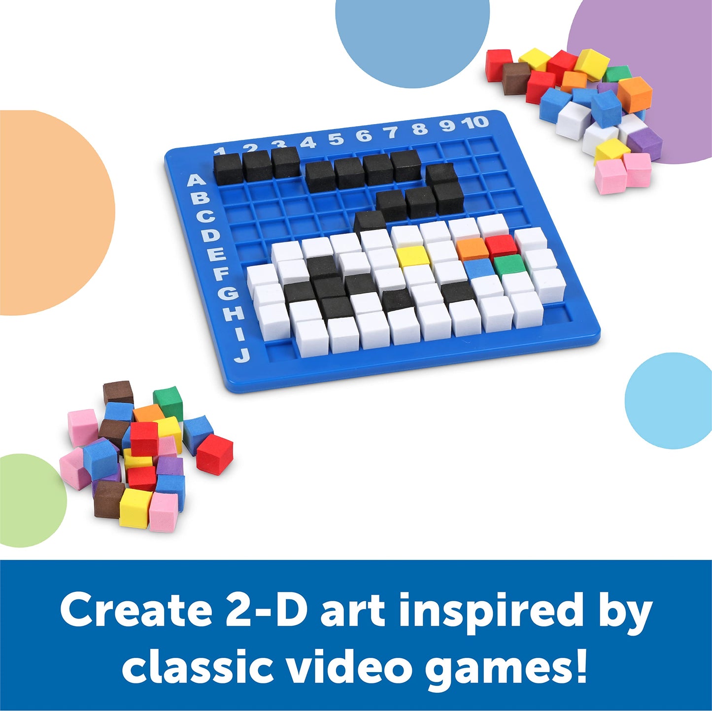Learning Resources STEM Explorers Pixel Art Challenge - Math Puzzles, Pattern Blocks, Creativity for Kids Sensory Bin, Arts and Crafts, Math Manipulatives, Building Toys, Montessori