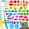 CozyBomBâ„¢ Magnetic Fishing Toys Game Set for Kids | Water Table Bathtub Kiddie Pool Party & Pole Rod Net, Plastic Floating Fish Toddler Color Ocean Sea Animals Birthday Age 3 4 5 6 Year