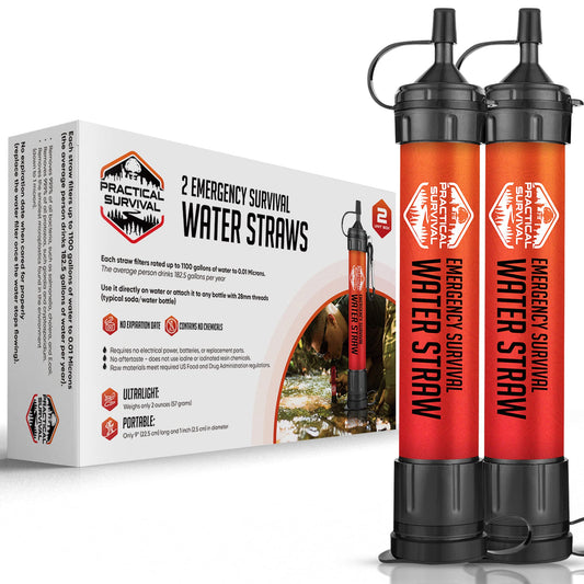 2 High-Capacity Emergency Water Straws – Lightweight, Reusable, 1800-Gallon Filters for Camping, Hiking, Travel, Biking, Survival, and Emergencies. No Expiration Date, Perfect for Preparedness