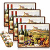 Tiangrid 8 Sets Cork Placemats with Coasters Include Wine Cork Backing Table Mats and Round Coasters Placemats Set for Kitchen Dinner Table Setting Supplies, 12 x 16 Inch (Wine)