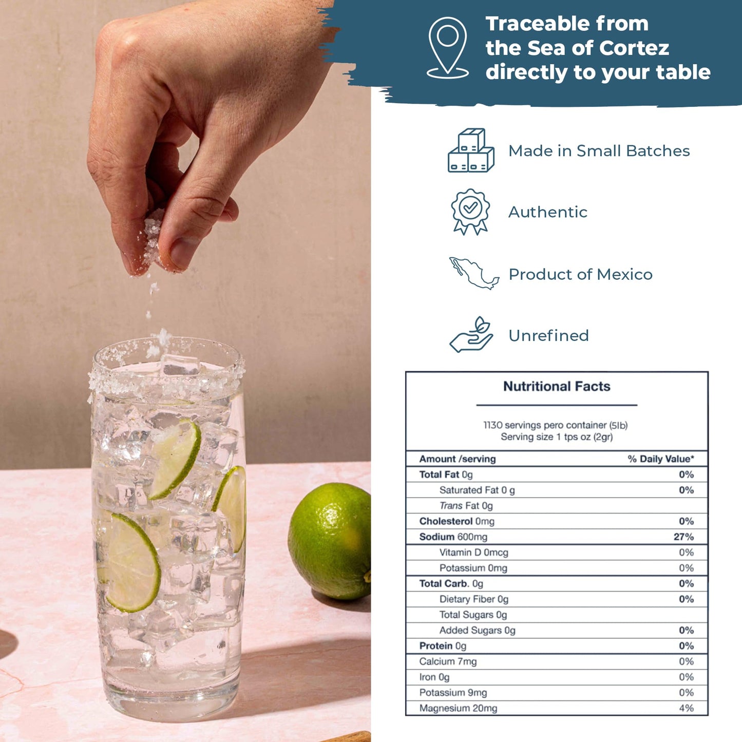 BAHA - Baja Mineral Sea Salt | BULK | 5 LBS Original Natural Grain Baha Salt from Sea of Cortez | Low Sodium Mineral Salt | For Cooking, Plating and Hydration | Salt for Grinding | 5 Lb. Bag