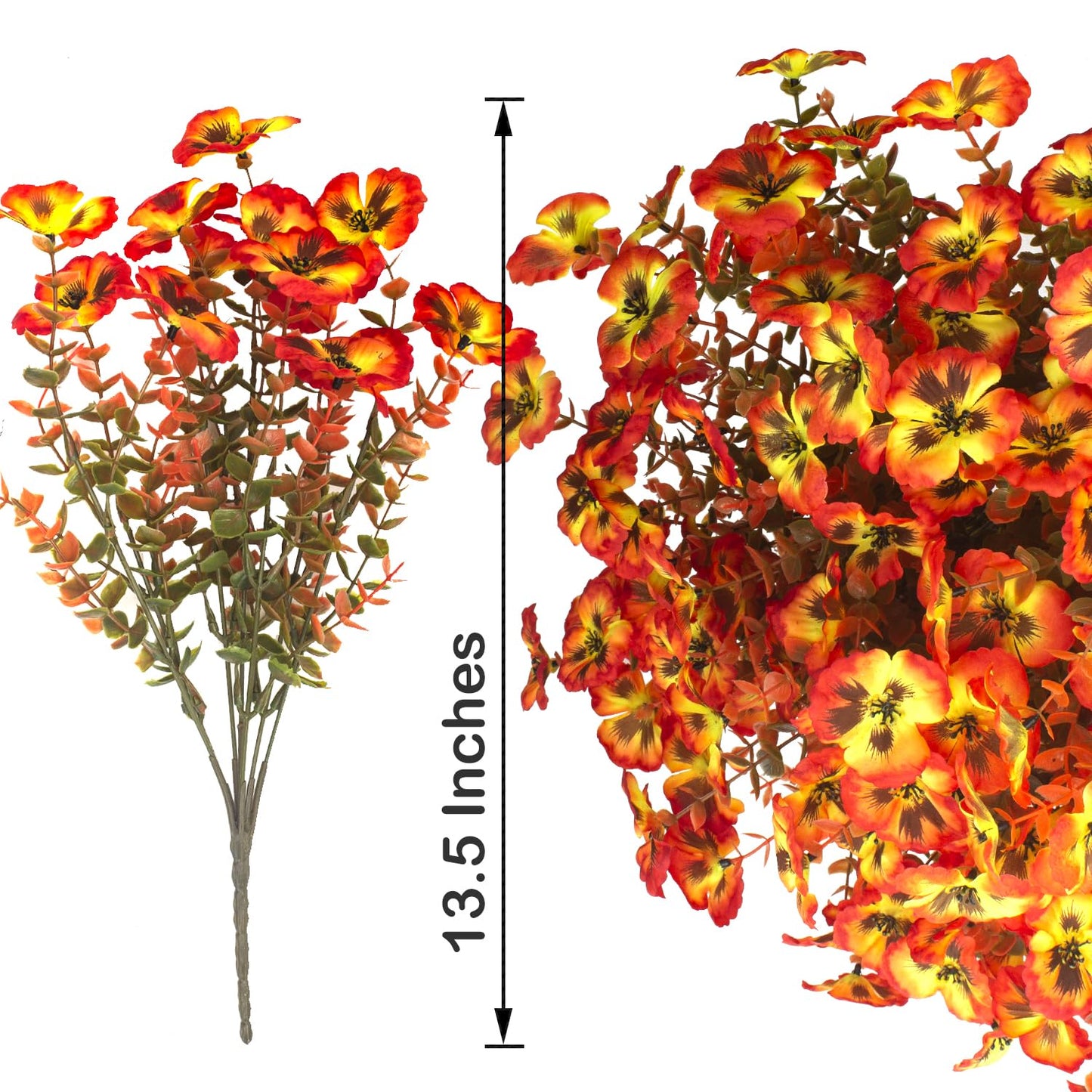 Grunyia 12 Bundles Artificial Flowers Outdoor Fake Fall Flowers for Outside Decoration UV Resistant Plastic Faux Plants for Garden Window Porch Balcony Fall Wedding Thanksgiving Decor