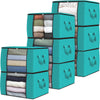 Fab totes 8 Pack Clothes Storage, Foldable Thick Fabric Blanket Storage Bags, Containers for Organizing Bedroom, Closet, Clothing, Comforter,Closet Organization with Handle,Green