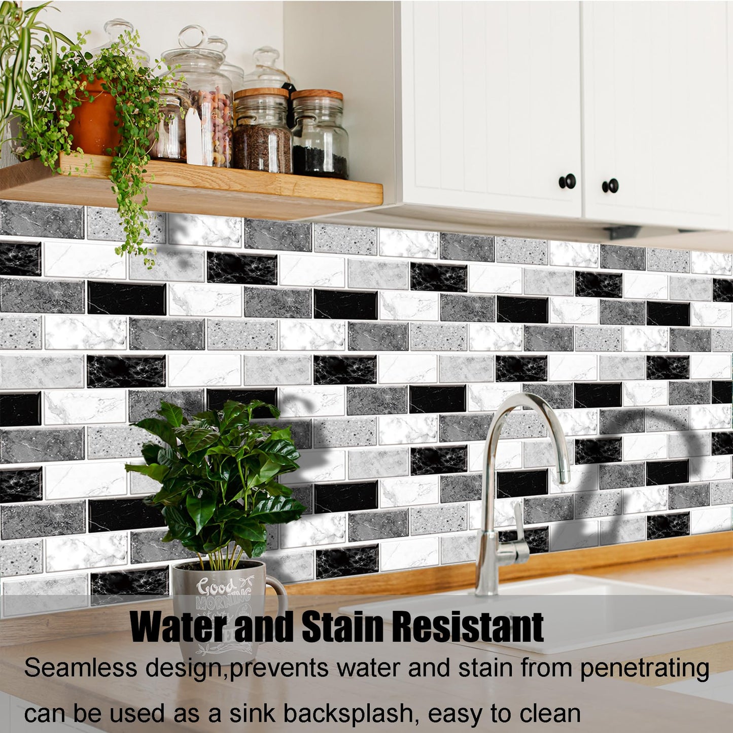 12-Sheet Peel and Stick Wallpaper, Subway Tile 6''x12'' Self Adhesive Wall Tiles Waterproof PVC Stick on Backsplash Vinyl Decorative Tiles Stickers for Kitchen Bathroom
